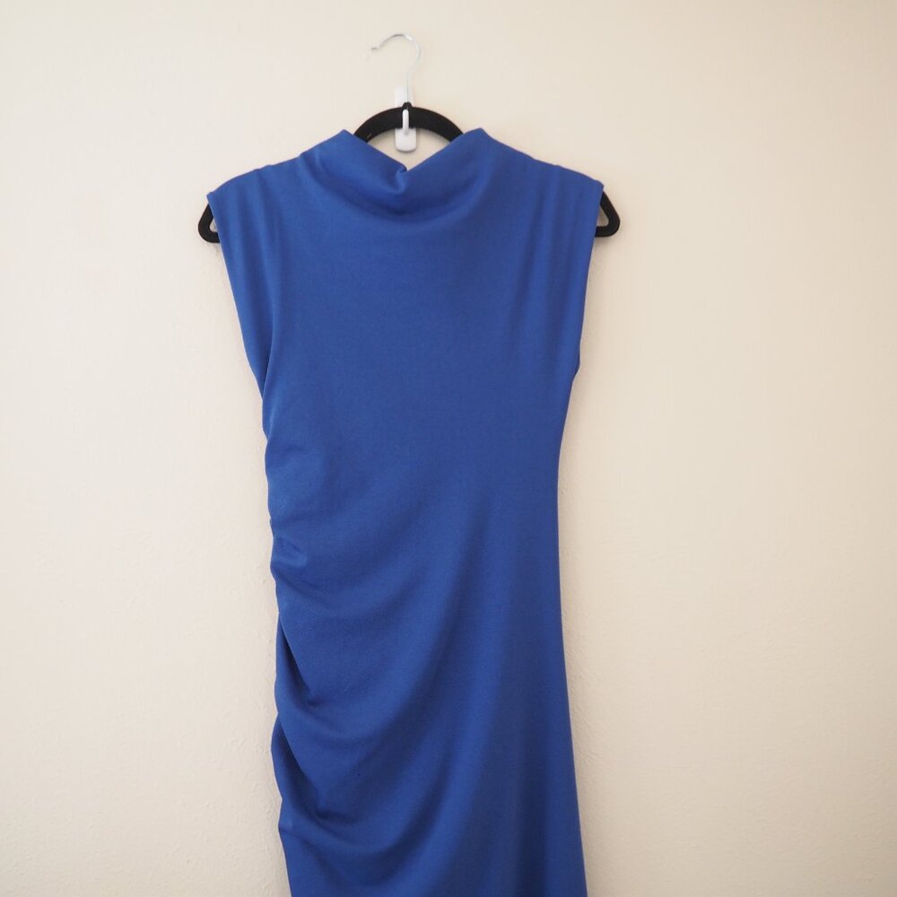 by Anthropologie The Maya Blue Ruched Cowl-Neck Dress sz xs - Picture 8 of 8